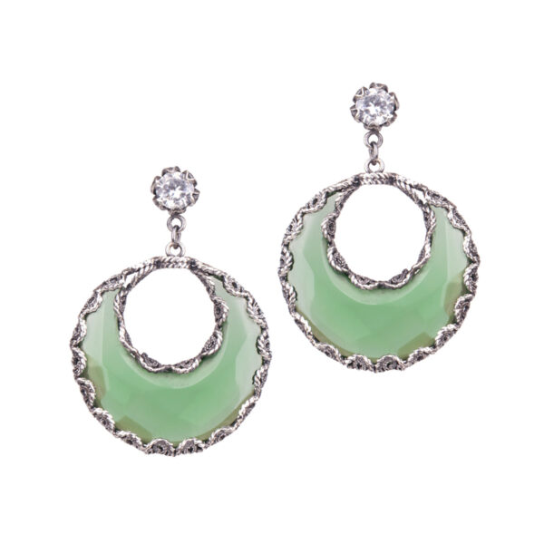 Yvone Christa – Crescent Moon Örhängen, Dark Green