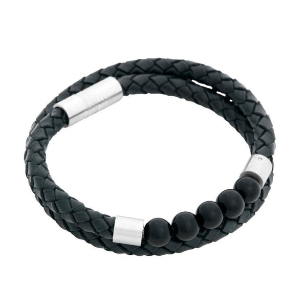 By Billgren – Wraparmband svart läder/onyx