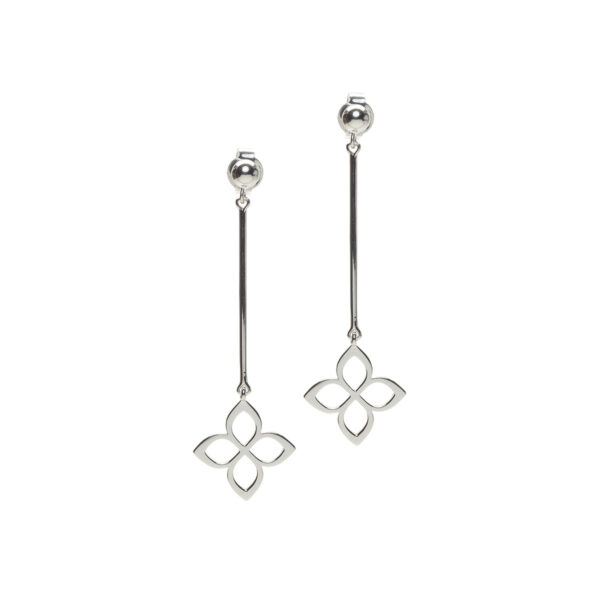 Anna & Deià – Florence Hanging Flower örhängen, silver