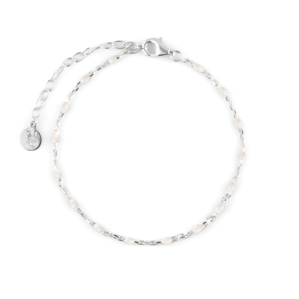 CU Jewellery - Beaded armband, silver/vitt
