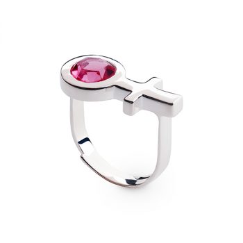 Sägen - Future is Female Ring, Fucsia/silver