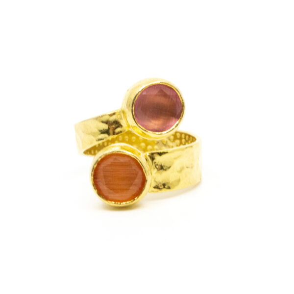 Double Tau Ring Rosa