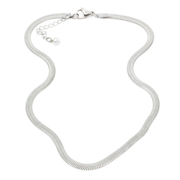 Flat Snake Chain Halsband Silver