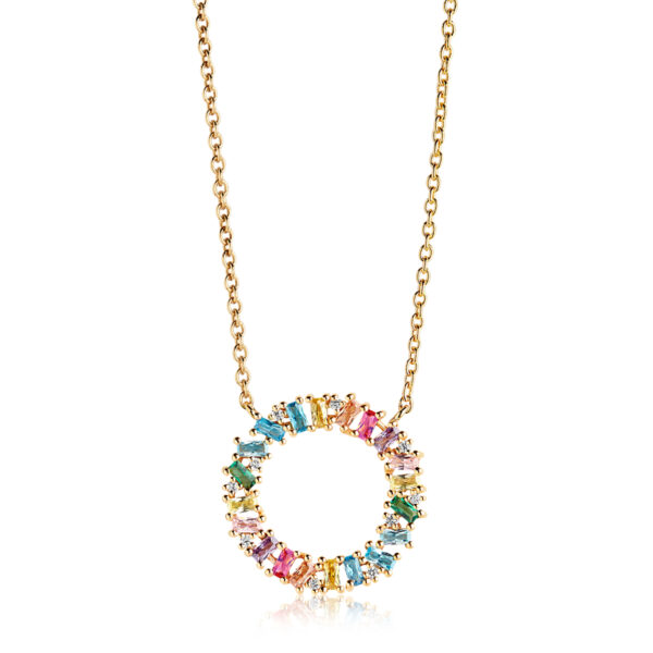 Antella Circolo Grande Halsband | Guld | Multifärgade Zirkoner