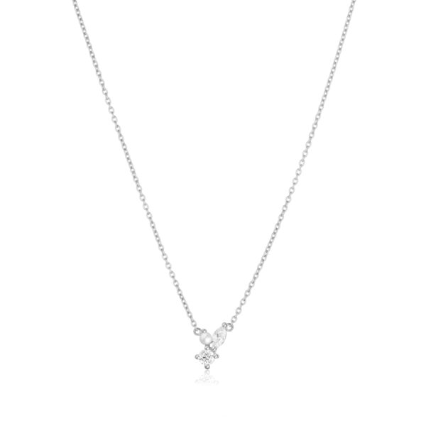Adria Tre Piccolo Halsband | Silver | Vita Zirkoner